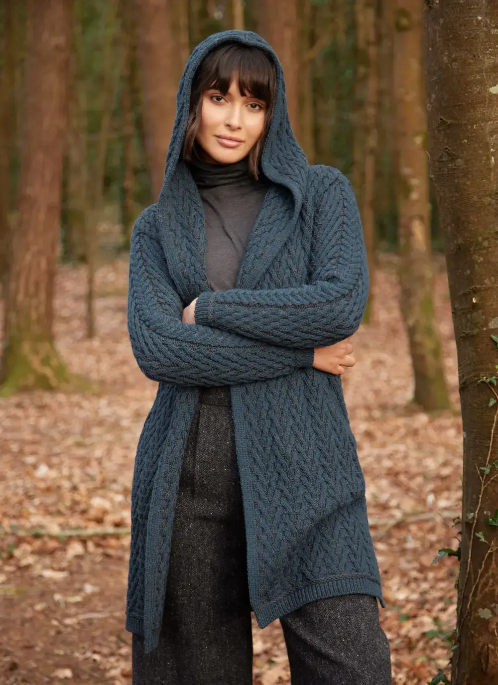 Eimear Aran Cable Knit Hooded Cardigan